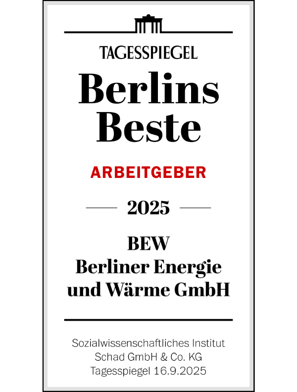 BEW erhält Tagesspiegel Berlins Beste Arbeitgeber 2025 Auszeichnung