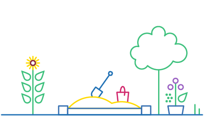 Pflanz was!-Stadtgarten in Berlin Mitte - Illustration Sandkasten Freizeit mit Kindern